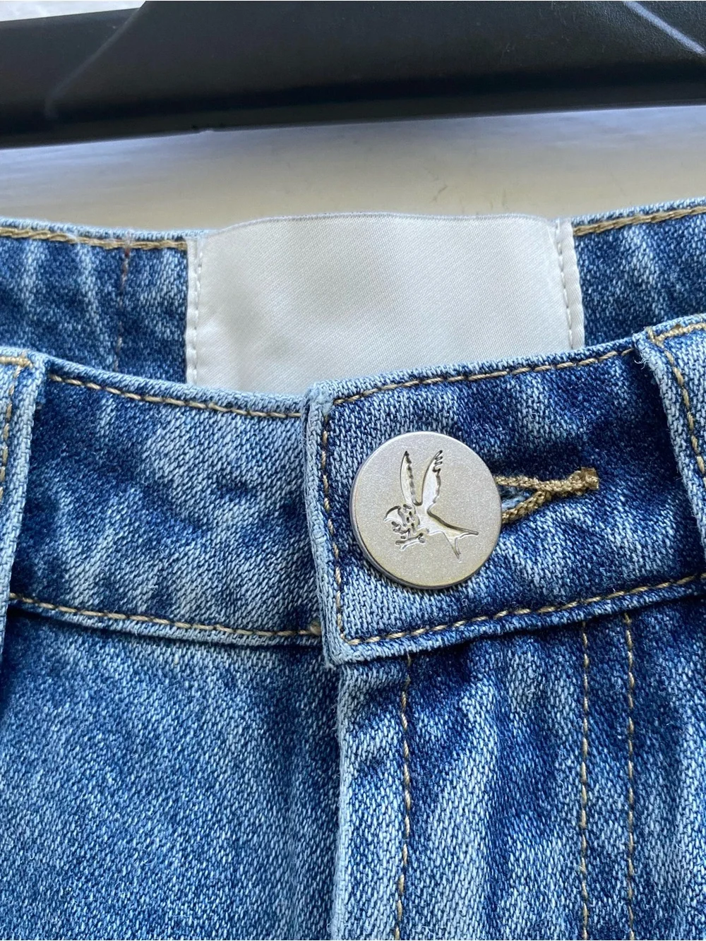 One Teaspoon Denim 720s Long Length Shorts Wide Leg Front Shadow Patch Detail
